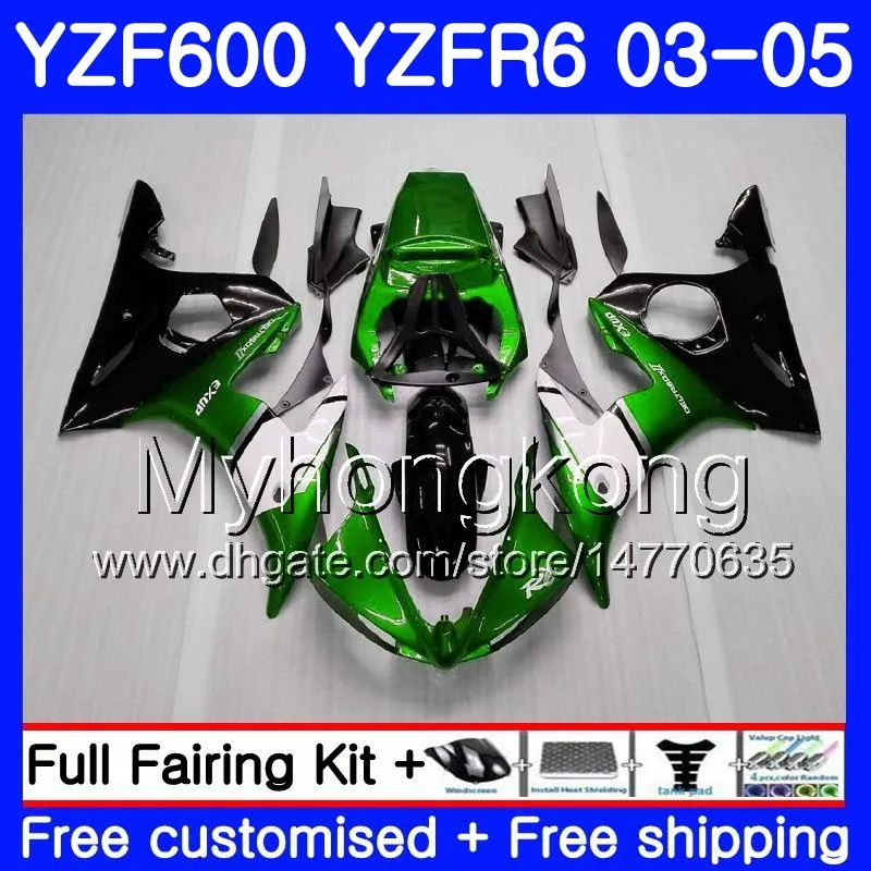 Corpo per YAMAHA YZF-600 Telaio nero verde YZF-R6 03 YZF R6 2003 2004 2005 Carrozzeria 228HM.53 YZF 600 R 6 YZF600 YZFR6 03 04 05 Kit carenature