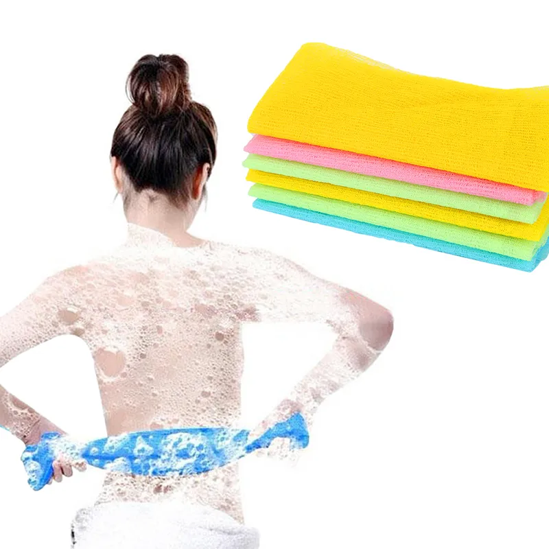 Nylon Mesh Bad Duschhandduk Kropp Tvätt Rengör Exfoliate Puff Scrubbing Towduk Scrubber Soap Bubble för badet