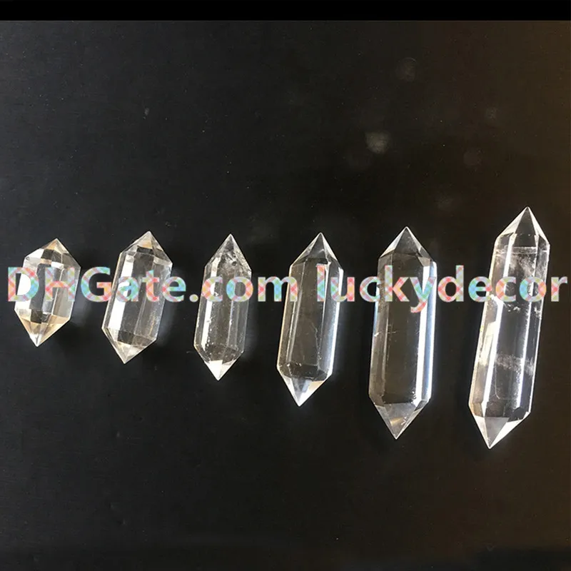 Polerowany Clear Quartz Crystal Point Prism Wand Dwukrotnie Zakończony Natural White Crystal Rock Kryształ Kwarcowy Mineral Healing Medytacja Kamień Wand