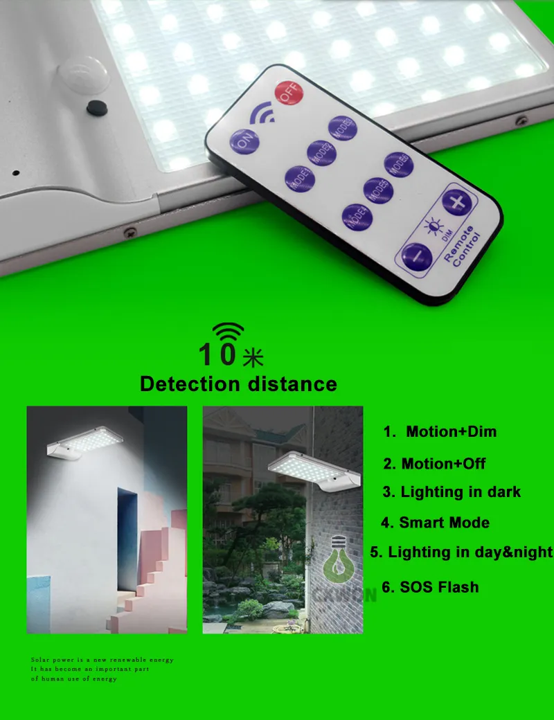 56 LED Solar Lights Aluminum Shell Motion Sensor Wall Lamps Dim to Bright Outdoor Security Light Night Light for Garden Path