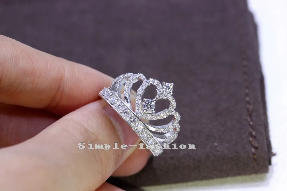 Bague couronne pour femmes, faite à la main, diamant 1 5ct, en argent Sterling 925, bague de fiançailles, de mariage, cadeau 311y