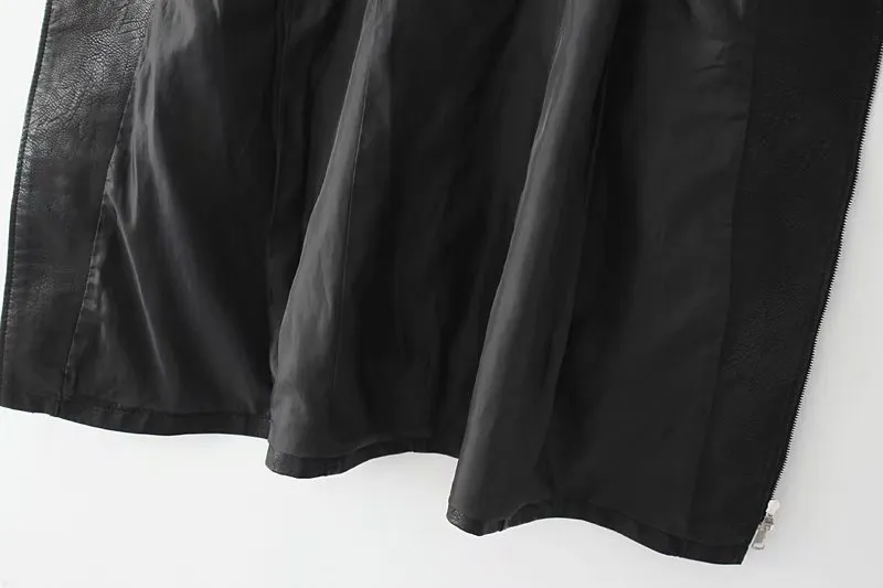 새로운 패션 여성의 디자인 펑크 스파게티 스트랩 PU 가죽 단색 지퍼 벨트 패치 워크 연필 서스펜더 드레스 SMLXL