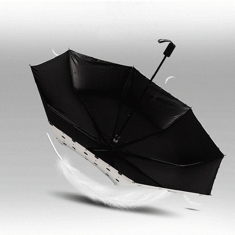 أسود نقطة اللون مظلة 3 للطي السفر المعطف مظلة النساء المطر والعتاد مظلة شمسية anti ZA6446
