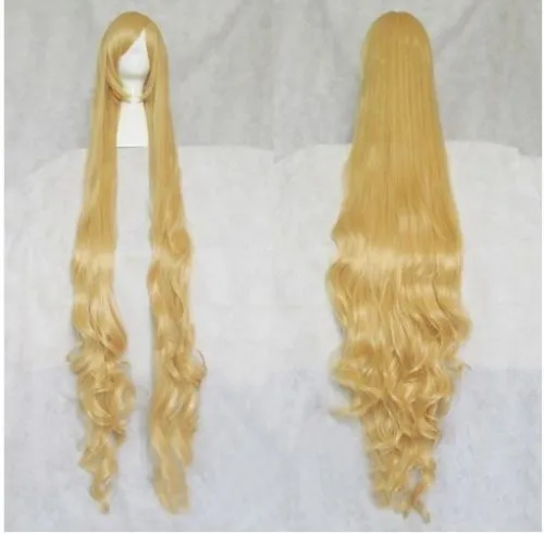 Victoria Fashion Beautiful Blonde Stylish Curly Hair Long Cosplay Wavy Wig 150cm