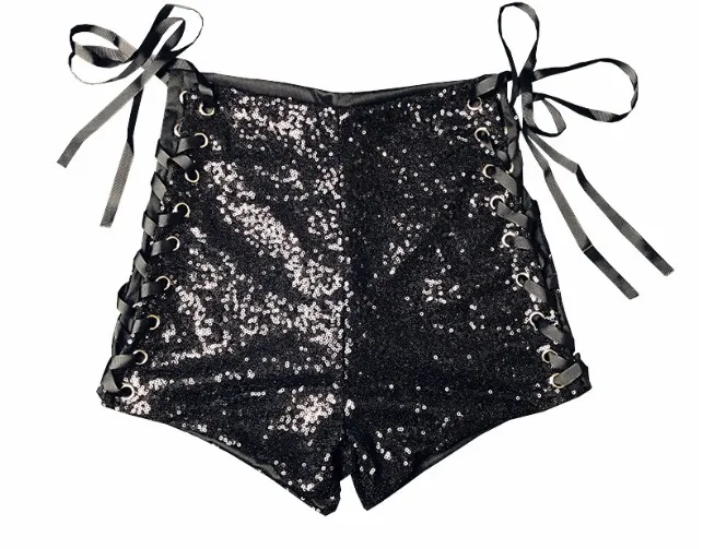 Kadın Partisi Kulübü DS Dans Performansı Yüksek Bel Döküm Bandaj İçi Boş Paillette Shinny Sequined Shorts Artı Boyut Smlxl