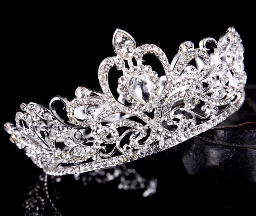 Brudsmycken Silver Circle Diamond Crown Princess Bride Crown Wedding Accessories1666231