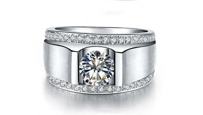 Choucong الأزياء والمجوهرات الرجال خاتم 2ct الماس 925 فضة الطوق الاشتباك خاتم الزواج للرجال الاصبع