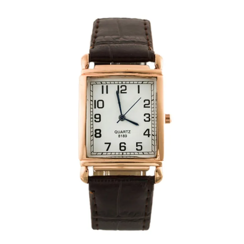 Dropshipping Mode Männer Quadratische Zifferblatt Armbanduhr Business Quarz Analog Leder Band Uhr