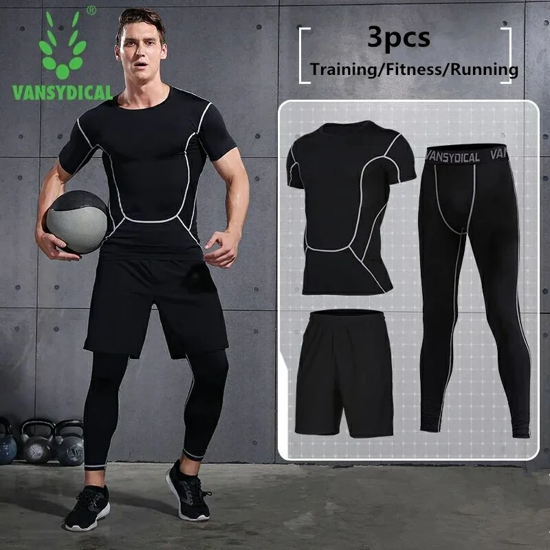 Vansydical Mens Compression Sports Suit Quick Dry Fitness Clothes For Men  For Running, Fitness, And Jogging Y1890402 From Shenping03, $16.32