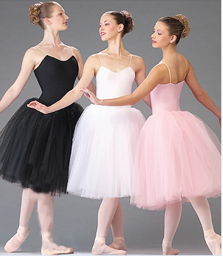 Tutu de Ballet romantique pour adultes, jupes d'entraînement de répétition de danse, Costumes de cygne pour femmes, longues robes en Tulle, couleur blanc rose noir, nouvelle collection