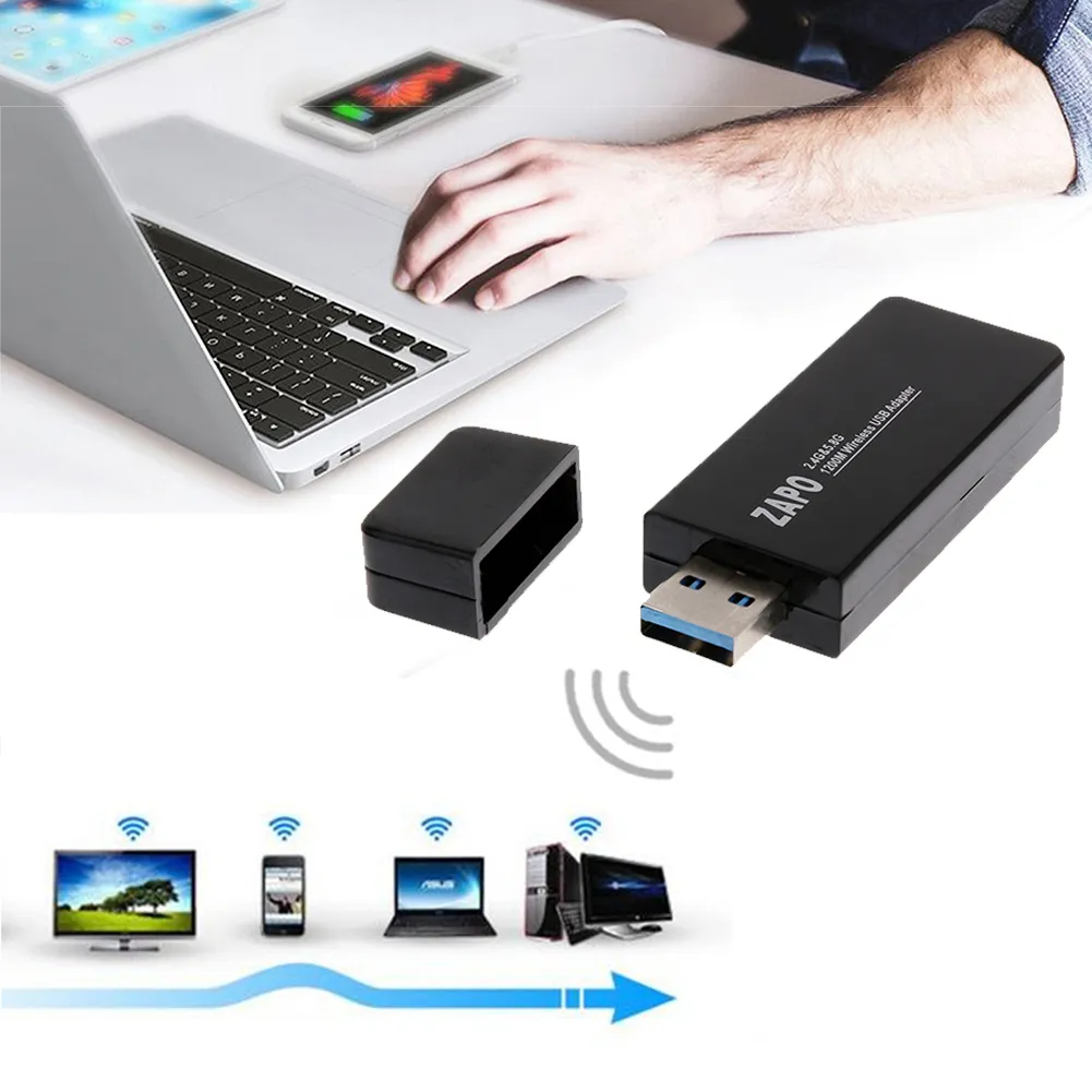 W50B / RTL8812AU 1200m Dual Band USB 3.0 Bluetooth 4.0 Carte de réseau sans fil mini adaptateur récepteur WiFi pour Win7 / XP / VISTA / CE