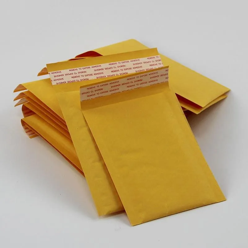 Najnowszy 3,9 * 7,8 cal 100 * 200mm + 40mm Kraft Bubble Mailers Koperty Wrap Torby Wyściełane Koperta Poczta Pakowanie Wouch Darmowa Wysyłka