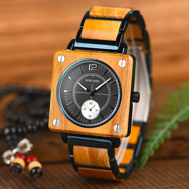 Bobo Bird Design Wooden Top Men Men Watches Relogio Masculino Quartz Women Watches Watches in Wooden Gift Box R142917