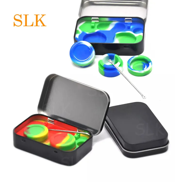 Recipientes de cera caixa de silicone 2 pcs / 5 ml Non-stick frascos de grau alimentício recipiente de silício com dab ferramenta de armazenamento jar titular óleo para vaporizador FDA