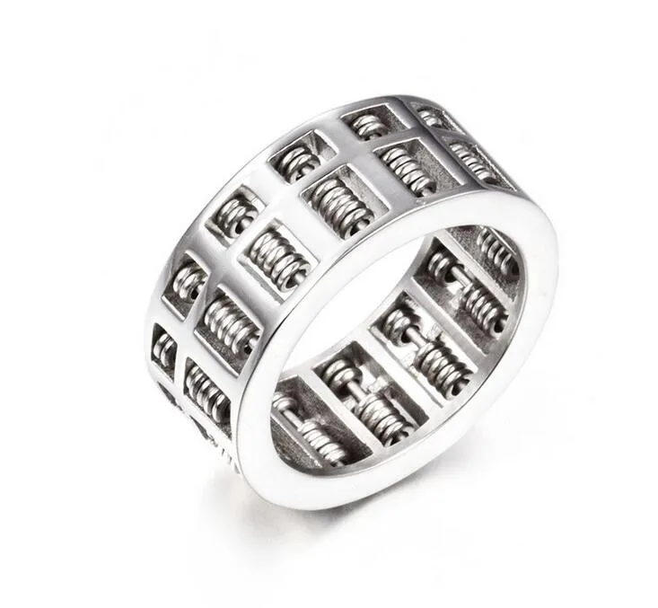 Luxus Mode Männer Frauen Abacus Ring Mathematik Nummer Schmuck Gold Silber Titan Edelstahl Charme Hochzeit Finger Ringe Geschenke