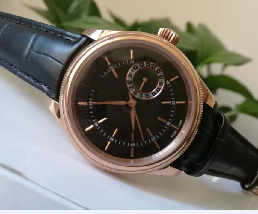 Высочайшее качество роскошные наручные часы свинцы свинцы дата мужские 39 мм 18к розовое золото 50515 черный новый механический мужской