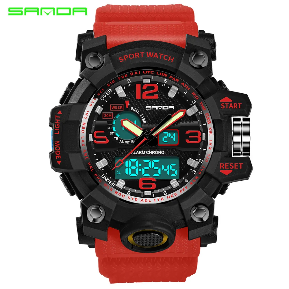 AIMECOR Nowa Sprzedaż Męskie Sport Cyfrowy Zegarek Kolorowy Zegarek Sportowy Podwójny wyświetlacz Lekki Wodoodporny