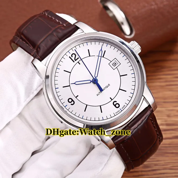 Novo Mestre 1548530 Mostrador Branco Japão Miyota 821A Automático Mens Watch Caso De Prata de Safira de Vidro de Alta Qualidade Q1548530 Relógios