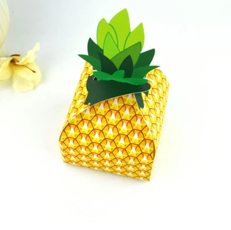 Nuovo design 100 pz scatola di caramelle ananas taglio laser scatole di cioccolatini con nastro regalo bomboniera baby shower festa di nozze