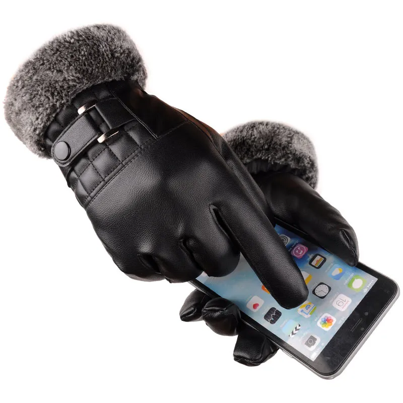 Herren Weihnachtsgeschenk verdicken schwarze warme waschende Lederhandschuhe Business Sehender Touchscreen Handschuh 2021 Modedesign