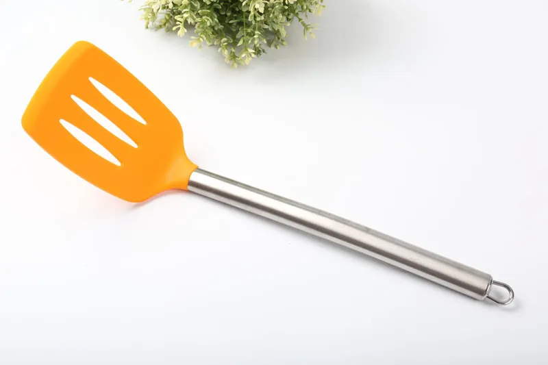 Stainless Steel Handle Food Grade Silicone Cooking Turner Non-Stick Bendable Fish Pancake Shovel Spatula Truner ZA6326