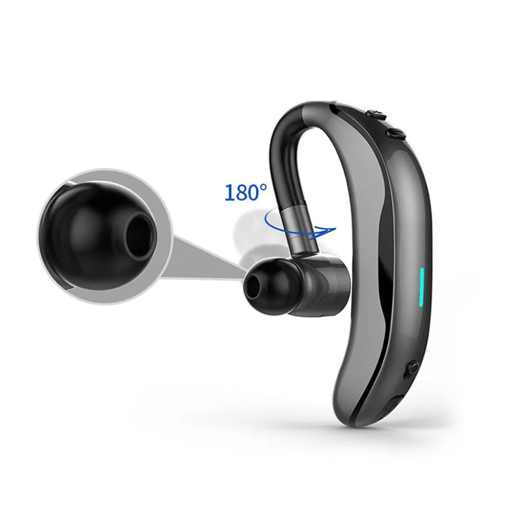 Casque Bluetooth Mono Oreillette - Crochet D'oreille Rotatif 270° - Autonomie Longue - Résistant à La Sueur - Compatible IOS/Android