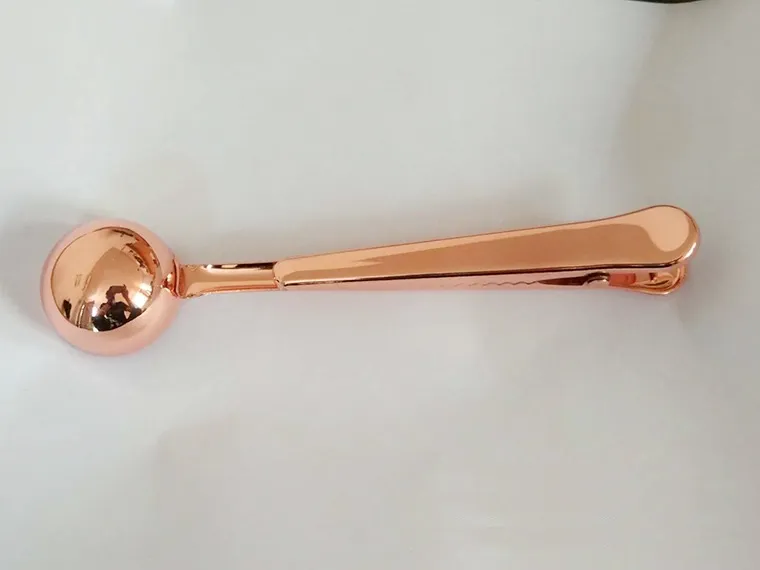 Starbucks Copper Coffee Scoop .Rose Gold Stainless Steel,With Bag Clip