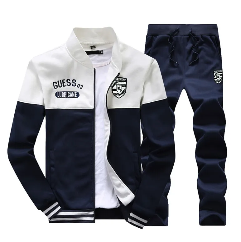 Erkek giyim erkek parça 2018 yeni marka eşofman erkek patchwork spor ceketler + pantolon dış giyim takım elbise erkek hoodies tişörtü