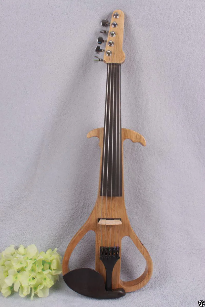 5 Stringi 4/4 Skrzypce Elektryczne skrzypce 4/4 Litalne drewno Mocny dźwięk naturalny kolor drewna # 1539
