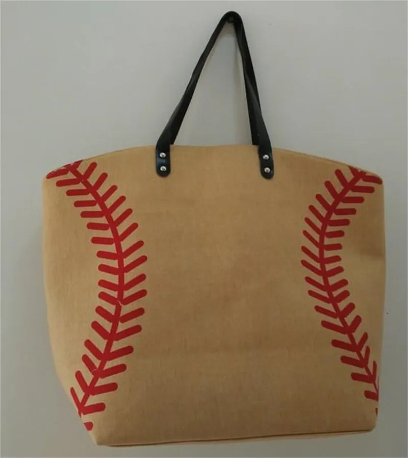 Blanks Cotton Canvas Softball Tote Bags Baseball Handbag Football Soccer Ball Bag With Hasps Closure Sports Package 17ht Zkk5921624