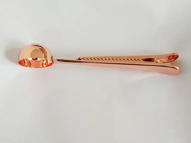 Rose Gold Rvs Coffee Scoop met tas Clip Meetlepel voor melkpoeder Creating Wen6101