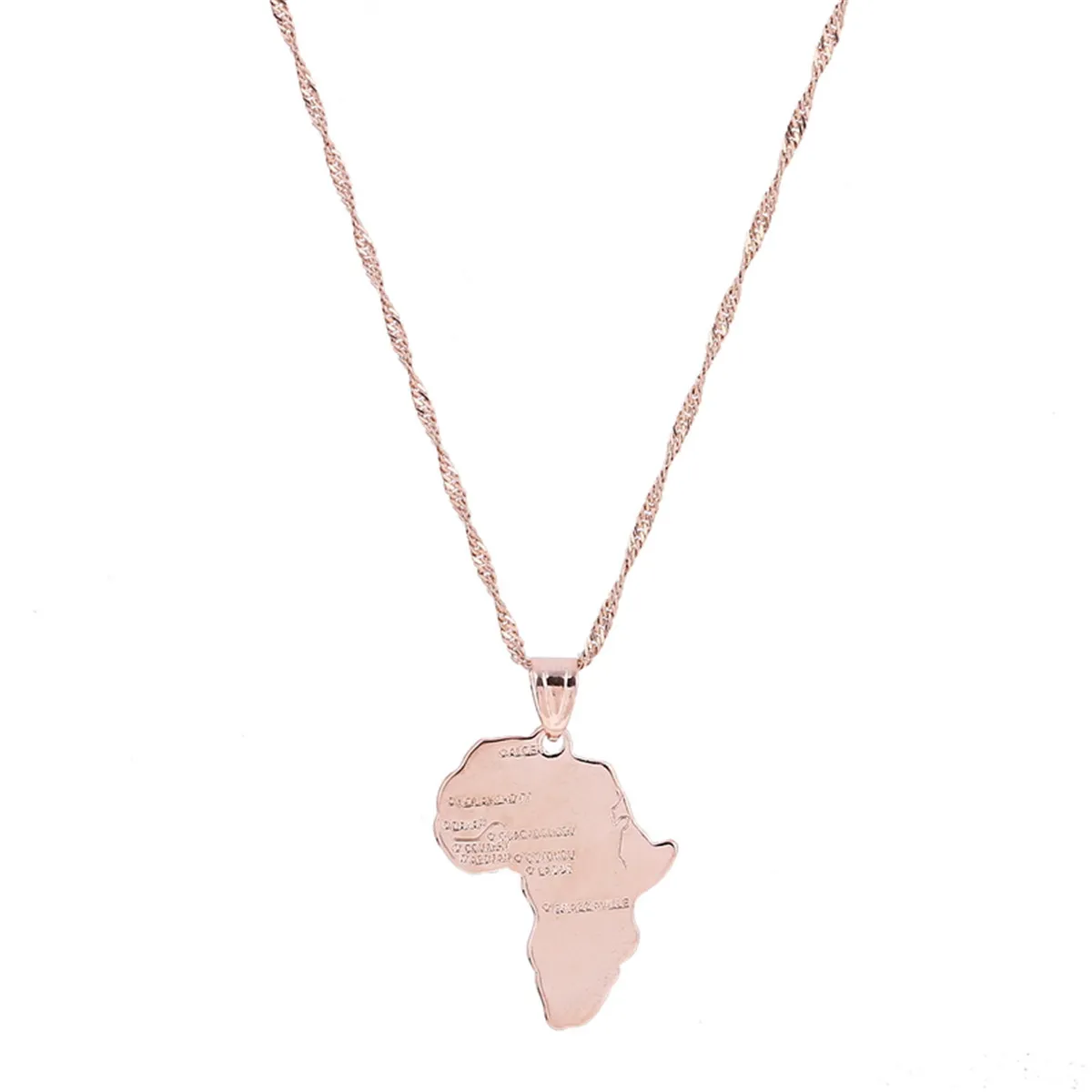 Серебро розовое золото Африка карта ожерелье хип-хоп ювелирные изделия карта Африки