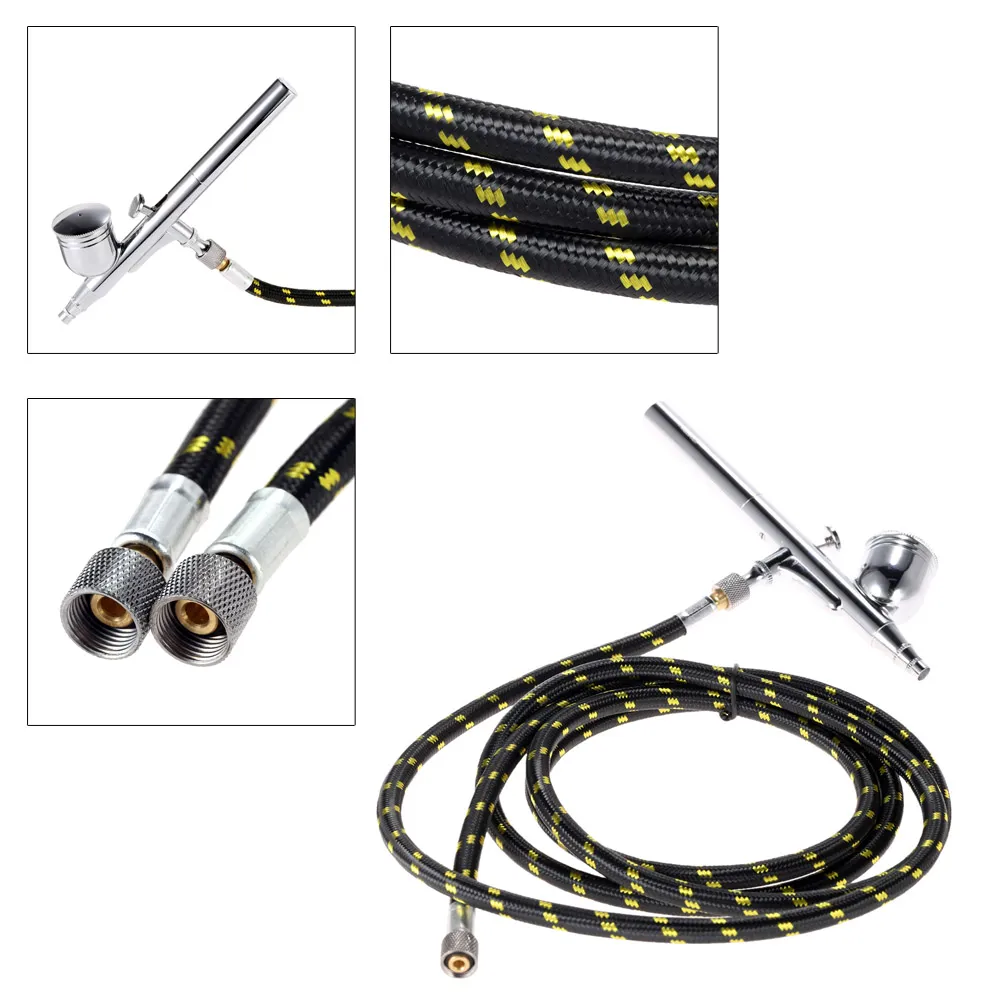 Airbrush Hose Kit – 1.8m Nylon Braided Hose With 1/8” To 1/4” Adapter, Swivel Connector For Most Airbrushes & Compressors - View #2