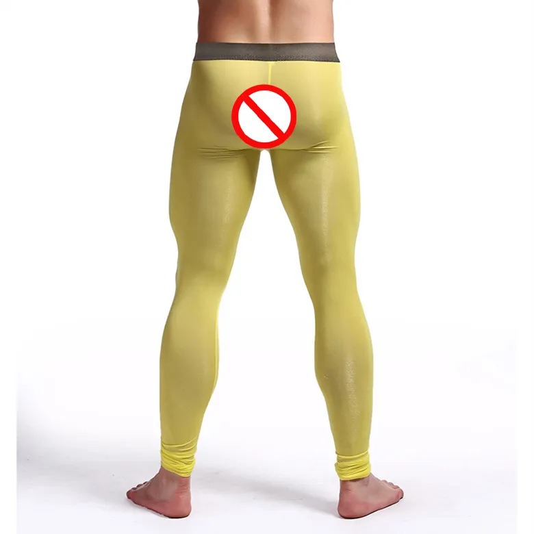 Sexiga Mäns Underkläder Kläder Genomskinlig Zentai Leggings Ballett Silk Long Johns Kostymer Super Stretch Nylon Spandex för män Gratis frakt