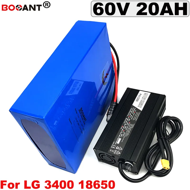 60 V E-bike Lithium-batterij voor Originele LG 18650 CEL 60V 20AH voor BAFANG BBSHD 1000W elektrische fietsbatterij + 5A-oplader