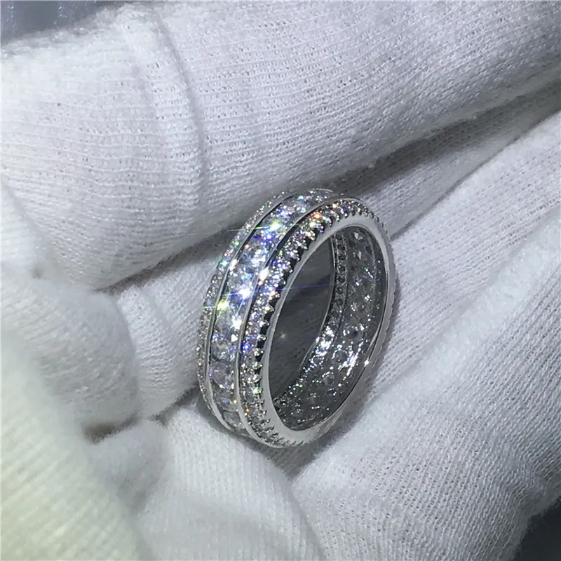 2017 Nouvelles Femmes De Mode Pleine Ronde Diamonique zircon 925 Sterling argent Bague de Fiançailles de mariage pour les femmes bijoux Taille 5-10292f