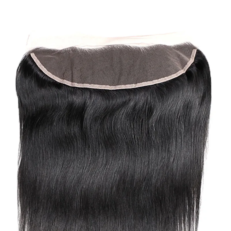 Cabelo humano brasileiro liso liso 3 feixes com extensões de cabelo 13x4 frontais pré-arrancadas