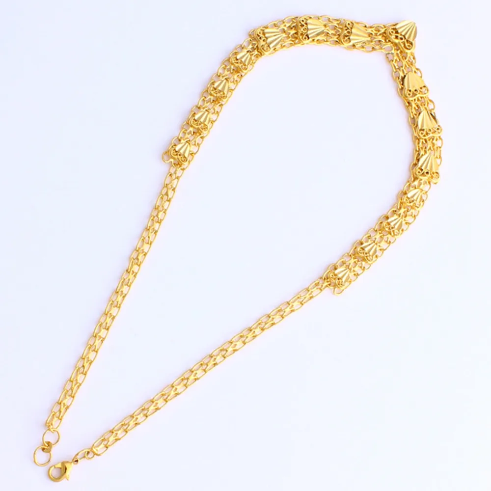 Hochzeitsschmuck Set Mode-Accessoires 18 Karat Gelbgold gefüllt Frauen Halskette + Armband + Ohrringe Geschenk Herz Muster Geschenk