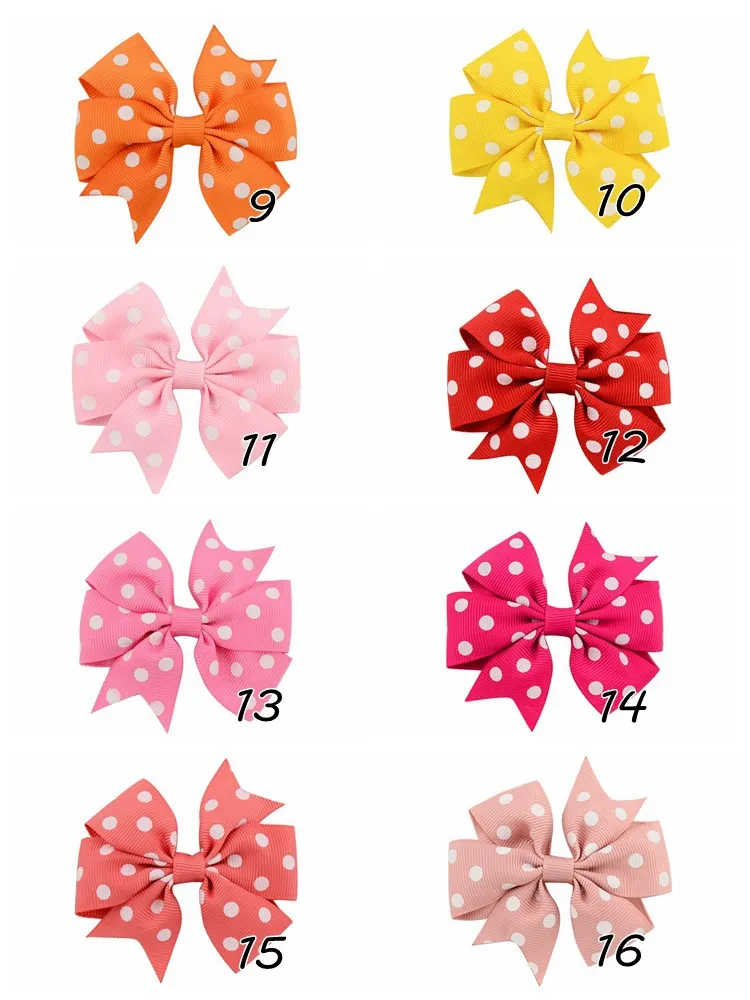 Bow Bow Polka Bardzo piękna kropka Grosgrain Ribbon Bows z klipsem butikowym włosami akcesorys HD5924376021