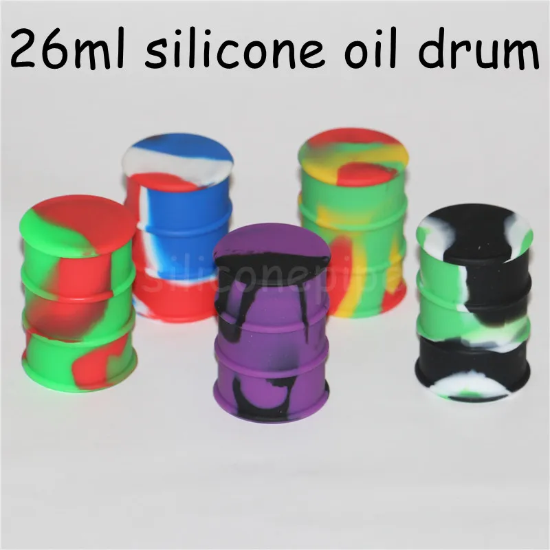 silicone oil barrel container jars dab wax vaporizer oil drum shape container 26ml large silicon dry herb dabber tool FDA approved