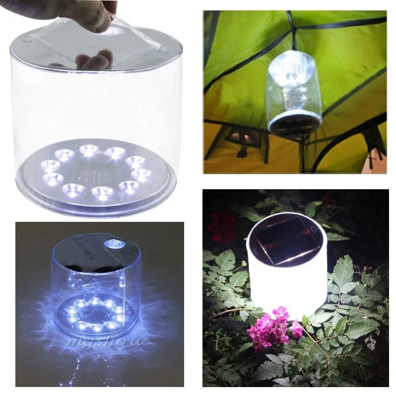Lumière solaire gonflable 10 LED lampe solaire lumière colorée blanche avec poignée lanterne LED solaire portable pour Camping randonnée jardin cour