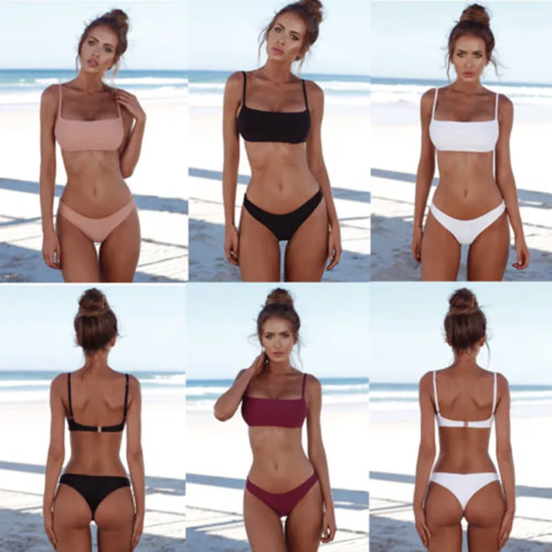 x sporlike nya sexiga bikinis kvinnor baddräkt 2017 sommar strand slitage push up swimwear kvinnliga bikini set halter topp baddräkter simma