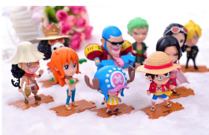 Q versión Anime One Piece PVC Figuras de acción Cute Mini Figure Toys Dolls Model Collection Toy Brinquedos Set Shippin2938