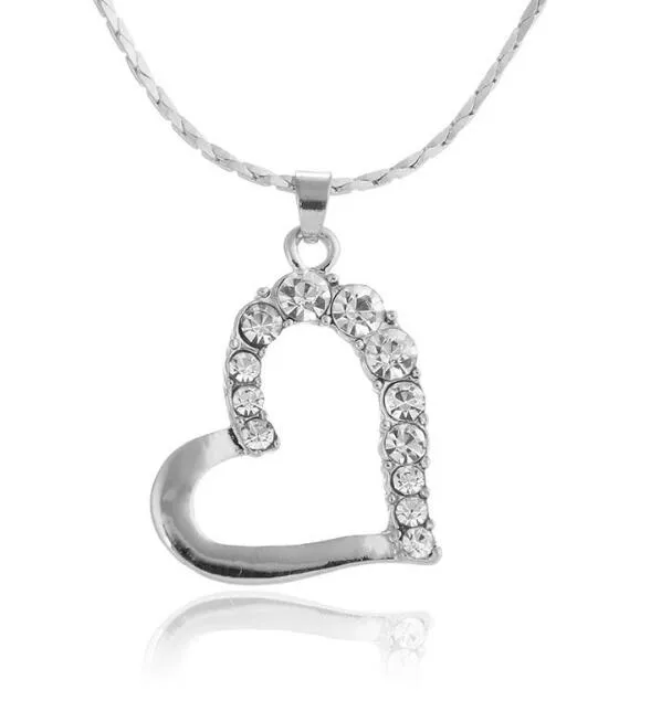 Plaqué or diamant coeur pendentif colliers bijoux flambant neuf galvanoplastie mode pierre précieuse collier en cristal autrichien pour les femmes fête