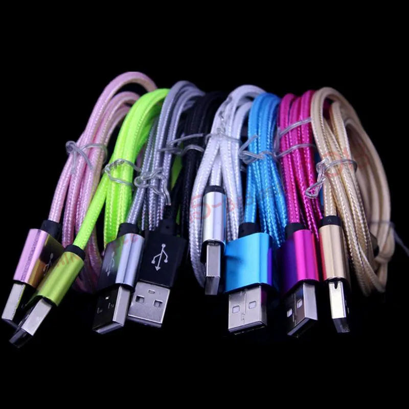 1M 2 M 3M Tkanina Stopowa Kabel Pleciony Typ C Micro USB Kable ładowarki dla Samsung S4 S6 S7 HTC Android Telefon