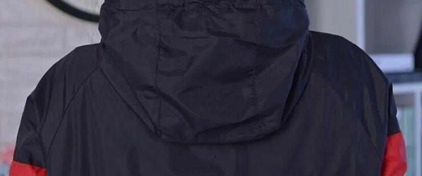 Men Women Sports Windbreaker Jackets Colors Patchwork Contract Waterproof Jacket Zippers Up Hooded Coats