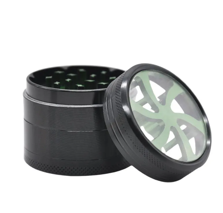 New metal smoke grinder aluminum alloy four layer smoke mill diameter 50MM windmill cigarette lighter