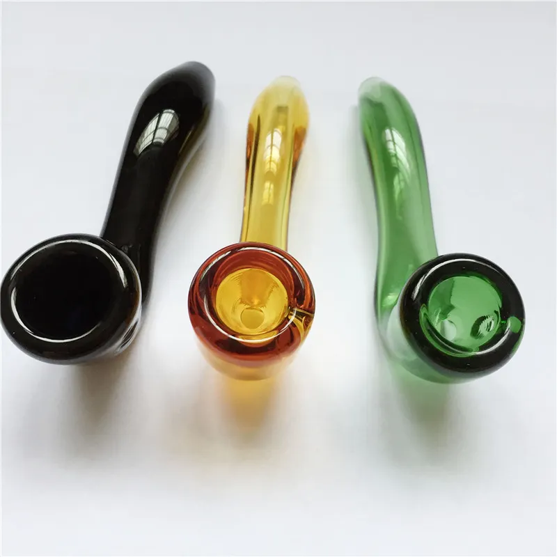 DHL Glass Spoon Pipes Tobacco Smoking Pipe High Quality Mini Glass Oil Burner Blunt bongs for dry herb Length 9.5cm