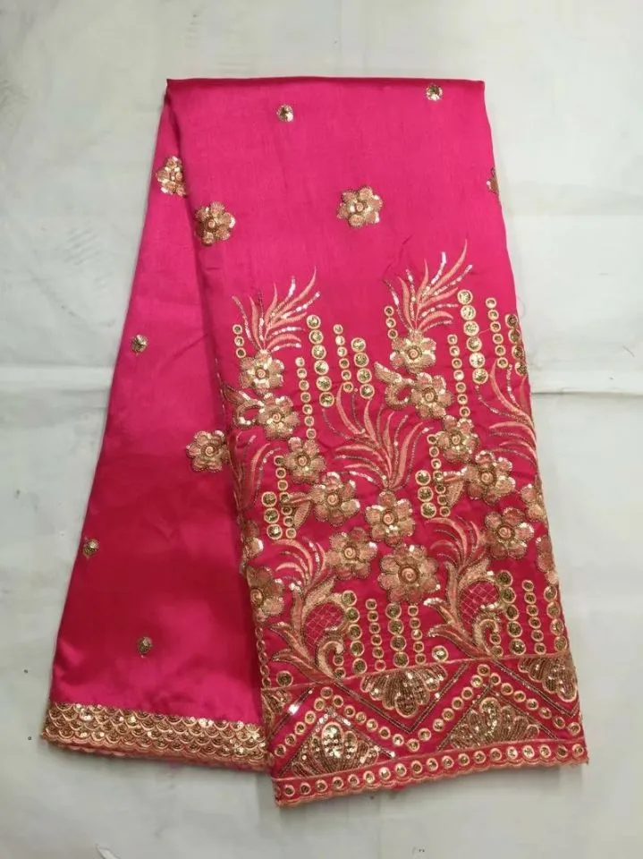 Hot Sale: 5 Yards Of Fuchsia George Lace Fabric With Gold Sequin ...