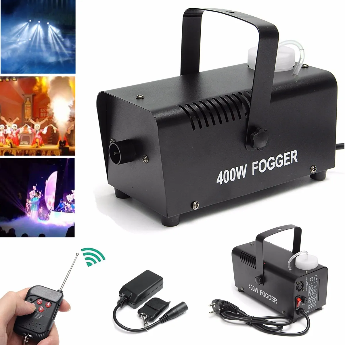 Freeshipping Mini LED RGB Wireless 400W Nevoeiro Névoa Máquina Fase Fase Disco DJ Party Christmas Com Controle Remoto LED Fogger 110-230V